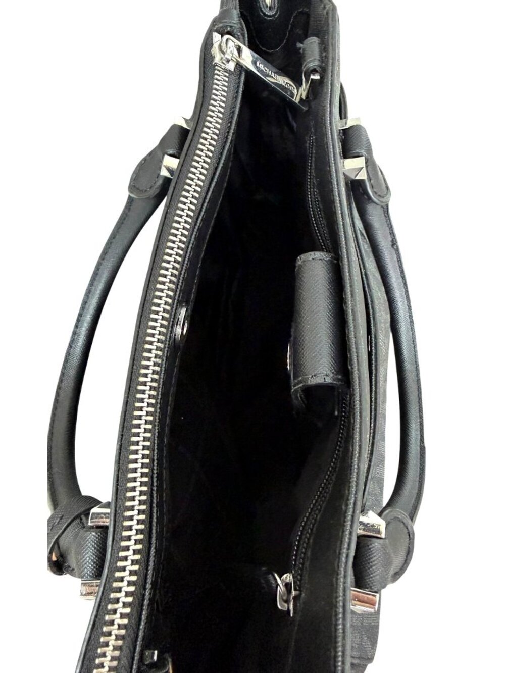 Michael Kors Black Signature Graham Top Handle Purse - Picture 4 of 6